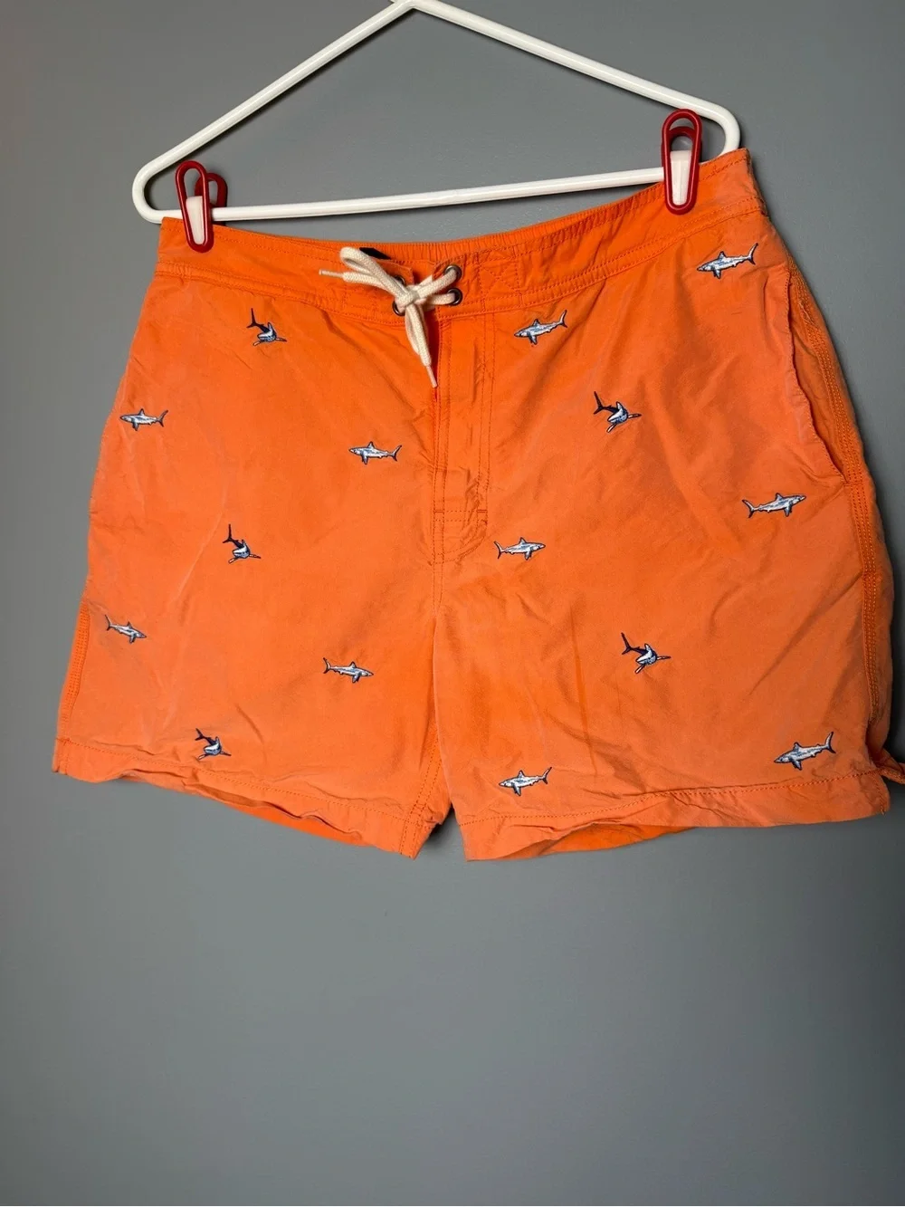 Polo by Ralph Lauren Vintage Embroidered Shark Men's Swim Trunks Sz M *Flaw*